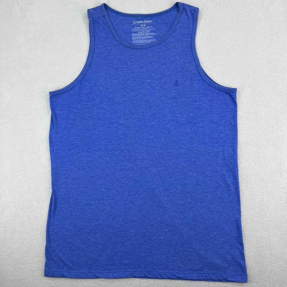 Volcom Mens Tank Top Size Medium Blue Heather Sleeveless Logo Shirt